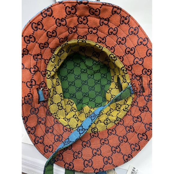 New Gucci GG hat Reversible canvas bucket straps hat with Interlocking G - Picture 7 of 11